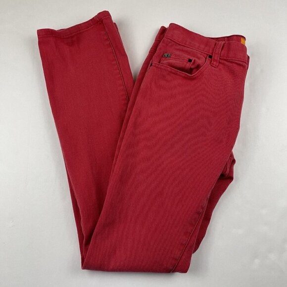 Enjoi Skateboading Sundays Slim Fit Pants Women’s 30 Cotton Stretch Red Denim - Picture 3 of 13